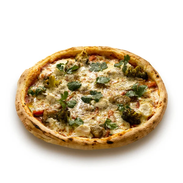 round italian pizza isolated on white background