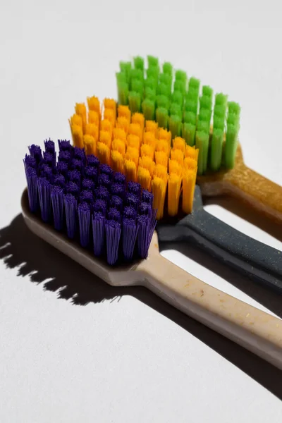 Group Colorful Toothbrushes White — Stock Photo, Image