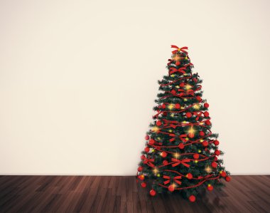 Noel ağacı boş oturma odasında