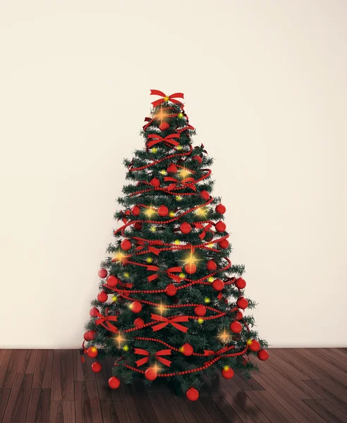 Weihnachtsbaum im leeren Wohnzimmer — Stockfoto