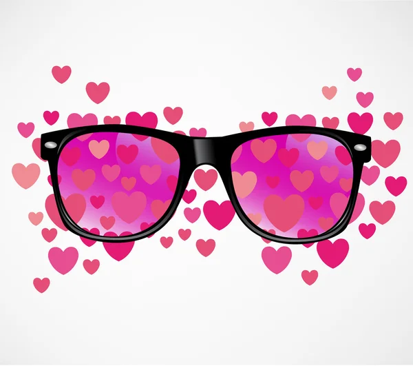 Sunglasses and hearts — Stock Vector
