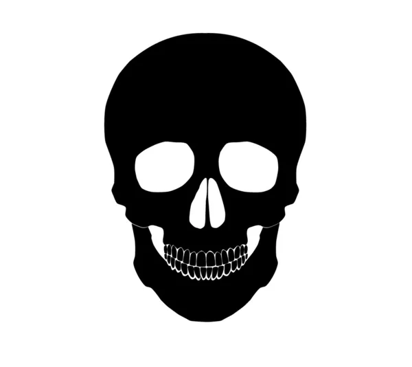 Silhouette Illustration of a human skull. Vector illustration. — Stock Vector