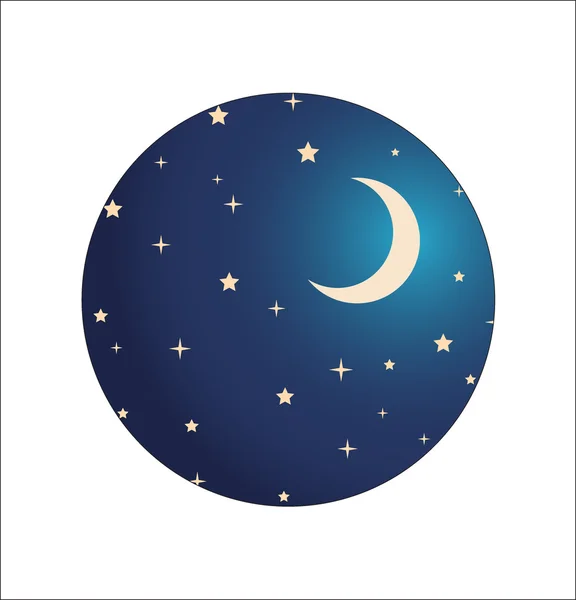 Céu noturno com estrelas e lua. ilustração vetorial —  Vetores de Stock