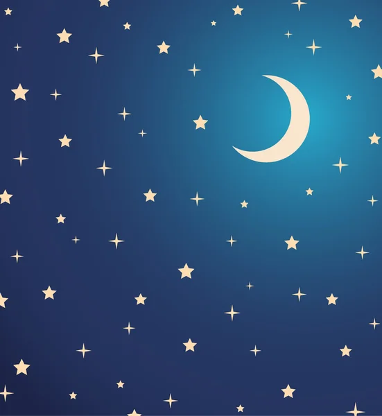 Céu noturno com estrelas e lua. ilustração vetorial —  Vetores de Stock