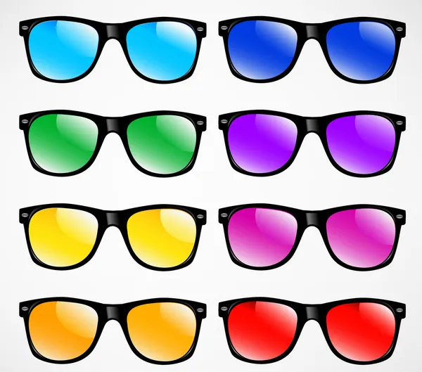 Ensemble de lunettes de soleil vectoriel illustration fond — Image vectorielle