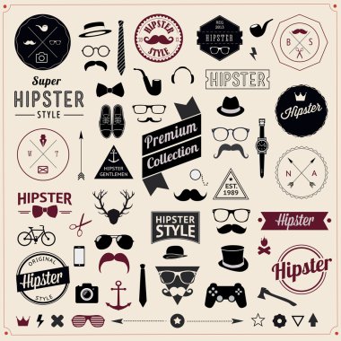 vintage kümesi hipster simgeleri tasarım Trend. vektör çizim arka planı