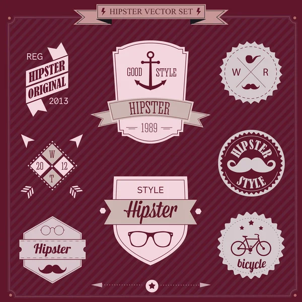 Set van vintage stijl ontwerp hipster pictogrammen. vector afbeelding achtergrond — Stockvector