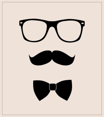 papyon, gözlük ve bıyıkları hipster stilini ayarla