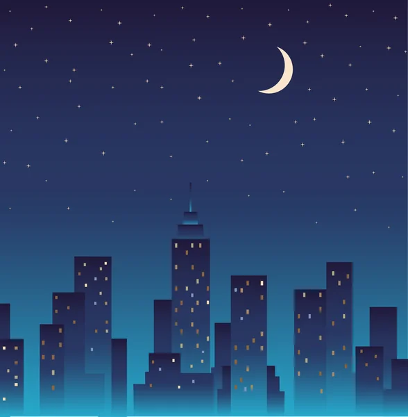 Silhouette of the city and night with Stock Vector