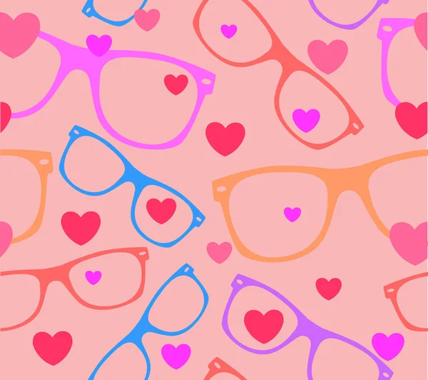 Sunglasses and Hearts Vector Background. Love. Romantic, Sunglasses, Glasses — Stock Vector