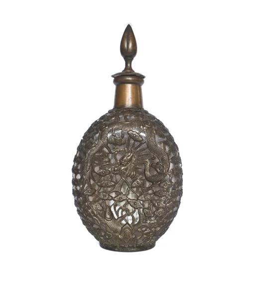 Rare eastern arabic brass glass wine carafe decanter — Stock Photo, Image