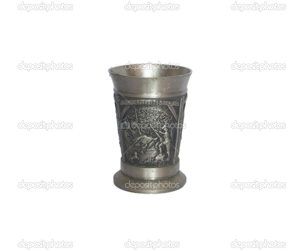 Old antique small pewter germany wine cup wineglass 