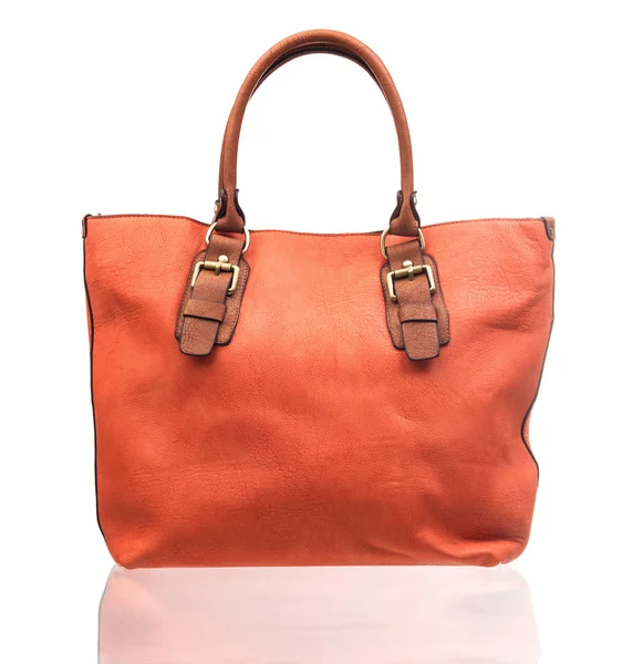 Leather orange bag isolated over white — Stock Photo, Image