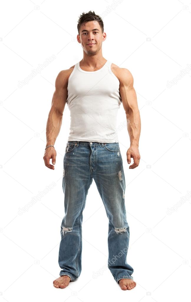 Full-length of handsome young man standing on white background