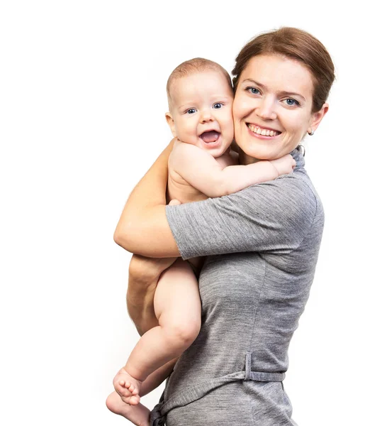 Feliz joven caucásica mujer y su bebé hijo — Foto de Stock