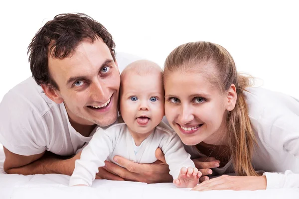 Primer plano de la familia joven con bebé niño — Foto de Stock