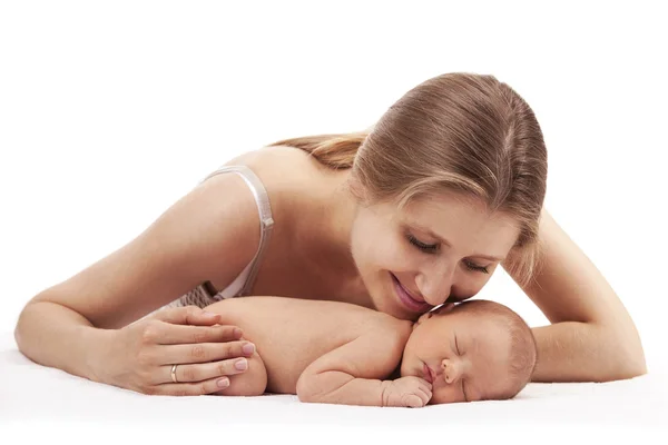 Young mother and newborn son — Stock Photo, Image