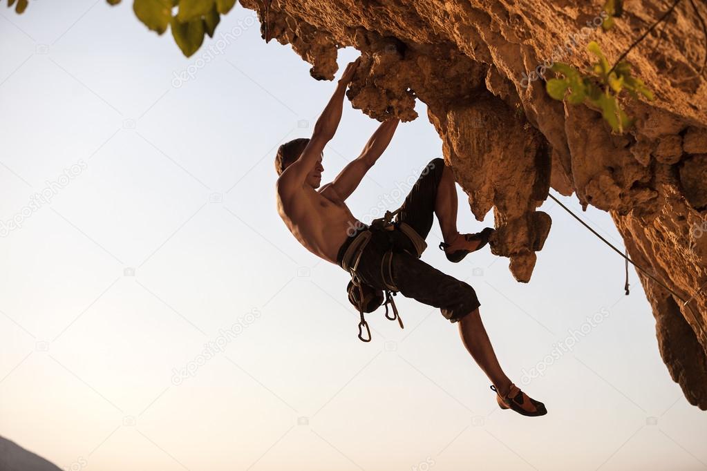 Rock climber of a cliff