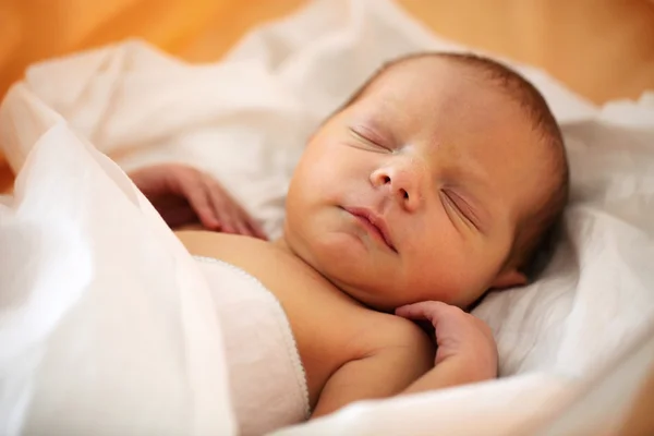 Cute four-day old baby boy asleep — Stock Photo, Image