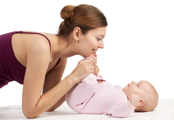 Young beautiful mother and newborn baby boy — Stock Photo, Image