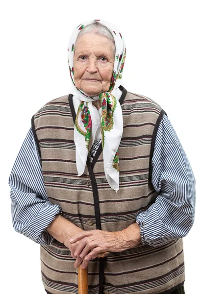 Porträt einer Seniorin, die in die Kamera blickt — Stockfoto