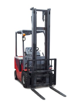 Elektrik pnömatik forklift beyaz arkaplanda izole edilmiş, kırpma yolu ile