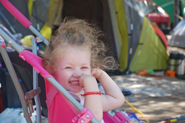 Portrait of cheerful blonde girl child. — Stock Photo, Image