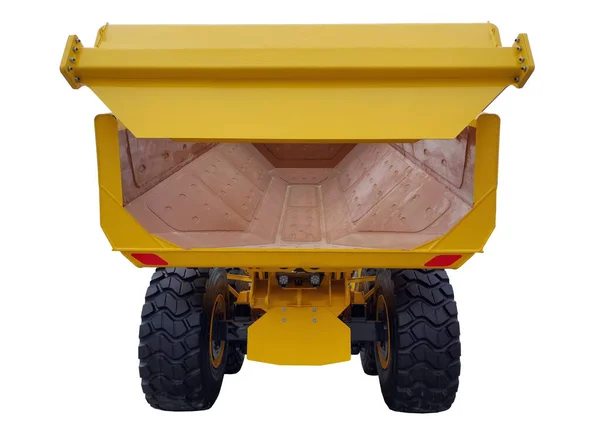 黄色的垃圾车隔离在白色的背景上 高决议 — 图库照片