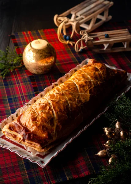 Wellington Festive Dish Christmas Dinner Beef Wellington Beef Wellington Boeuf — Stock Photo, Image