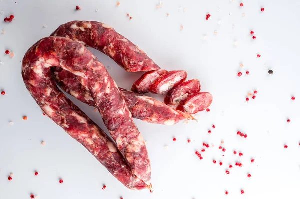 Homemade sausage on a white background — Stock Photo, Image