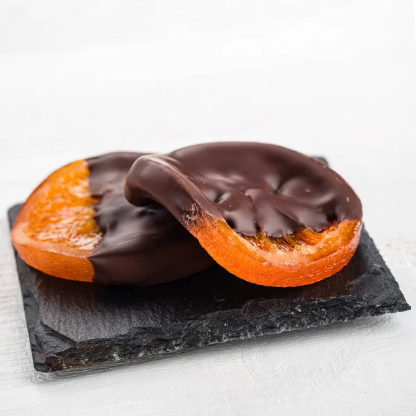 Dried Orange Chocolate Natural Sweets Candied Orange Chocolate Favorite Christmas — Stock Photo, Image