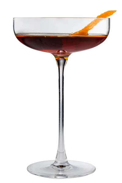 Klassisk Manhattan Cocktail Alkoholhaltig Rotting Cocktail Isolerad Vit Bakgrund — Stockfoto