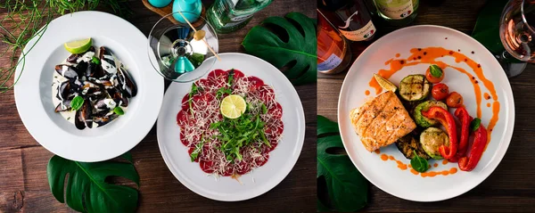 Kollage Italienska Klassiska Rätter Food Collage Design Mall Olika Goda — Stockfoto