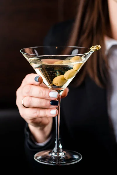 Cocktail Woman Hand Close Light Pink Elegant Cocktail — Stock Photo, Image