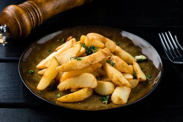 Gebakken Aardappelschijfjes Gebakken Aardappelpartjes Amerikaans Eten — Stockfoto