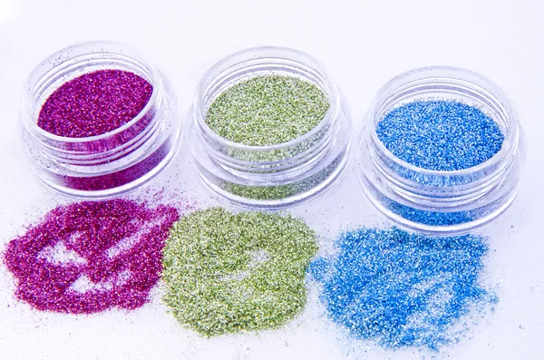 Picture of three different kinds of nail glitters — Stock Photo, Image