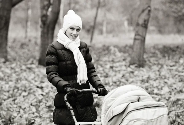 güzel anne ile bebek arabası açık ve Yang