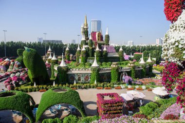 DUBAI, BAE - 28 Mart, Dubai Mucize Bahçesi, 16 Şubat 2022. 45 milyondan fazla çiçek var..