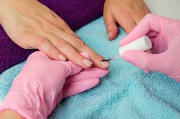 Two People Holding Hands Comfort Nails Care — Stockfoto