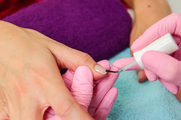 Two People Holding Hands Comfort Nails Care — Stockfoto