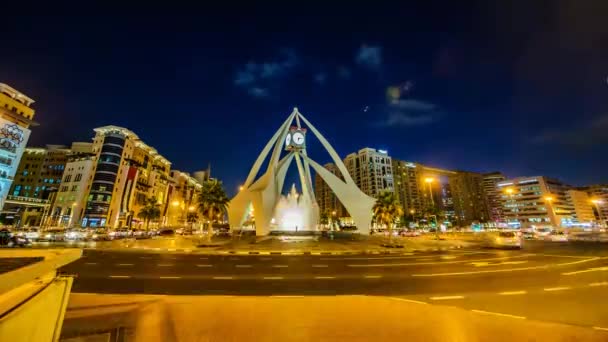 阿联酋 20220 Dubai Clocktower夜景迪拜的第一个国际知名图标 位于迪拜东部的迪拉钟楼 旅游和旅游概念形象 — 图库视频影像