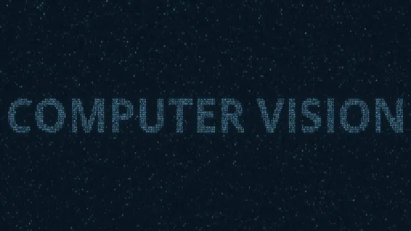 COMPUTER VISION Text, bestehend aus vielen Symbolen auf dem Computerbildschirm. 3D-Darstellung — Stockfoto