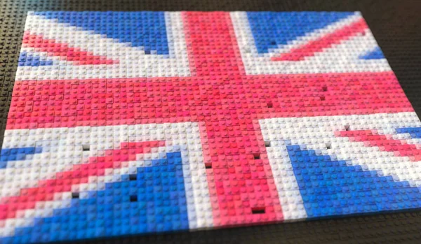 Leksaksbrickor utgör Storbritanniens flagga, konceptuell 3D-rendering — Stockfoto