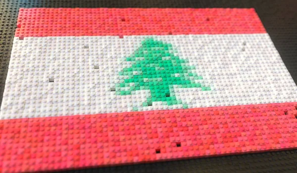 Пластичні іграшкові блоки складають прапор Лівану, концептуальний рендеринг 3d. — стокове фото