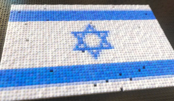 Bloques de juguete de plástico componen la bandera de Israel, representación conceptual 3d —  Fotos de Stock