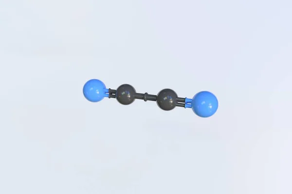 Molécula de cianogénio feita com bolas, modelo molecular científico. Renderização 3D — Fotografia de Stock