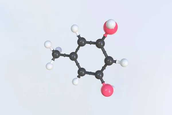 Molécula de Orcin hecha con bolas, modelo molecular aislado. Renderizado 3D —  Fotos de Stock