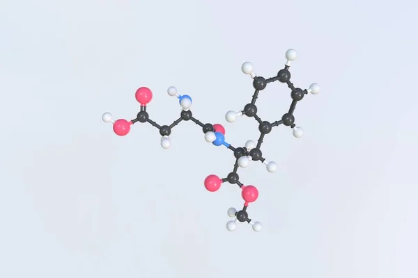 Aspartammolekyl, isolerad molekylär modell. 3D-rendering — Stockfoto