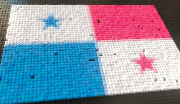 Іграшкові цеглини утворюють прапор Панами, концептуальний 3d рендеринг — стокове фото