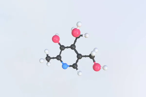 Vitamin b6 molekülü, bilimsel moleküler model, döngü 3d animasyonu — Stok fotoğraf